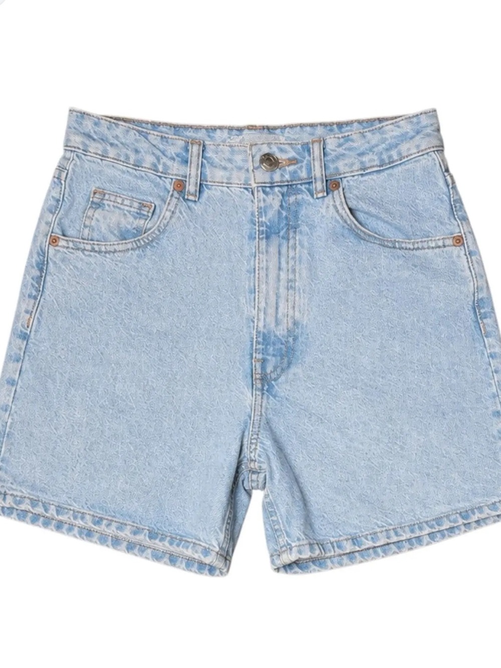 Zara Pale Blue High-Rise Denim Shorts
